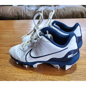 Nike Alpha Hurache 4 Keystone Baseball White/Navy Cleats Boys Size 2Y